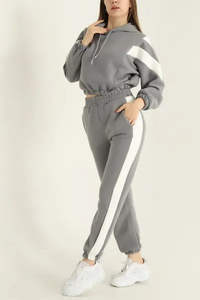 Survêtement en polaire 2 pièces pour femme, décontracté, hiver, solide, à capuche, tissu respirant, écologique et durable, pour les sports de plein air, les voyages - Product Image 2