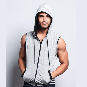 Vente chaude hommes décontracté entraînement à capuche débardeurs concepteur polaire veste 100% coton Polyester fermeture éclair courte longueur pour l'hiver - Product Image 1