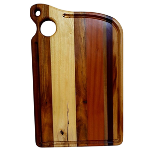 Planche à découper en bois massif de qualité professionnelle avec des coins arrondis et un trou de suspension |   Planche à découper de cuisine robuste - Product Image 3