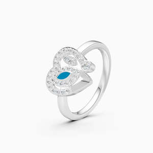 Anillo de Compromiso con Diamante Cultivado en Laboratorio, Esmaltado en Azul y en Forma de Corazón |   0.27 Ct en oro amarillo, blanco y rosa de 9 quilates - Product Image 2