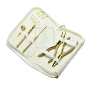 Latest Manufacturing <b>Small</b> Hair Extension Tools Kit in Tan Gold Plasma Color & White PVC Leather Case - Product Image 3