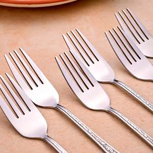 Mini Tenedores Metálicos para Postre Silver Aura (Juego de 6) con Mango de Acero Inoxidable para Frutas, Cenas, Restaurantes y Comida - Product Image 2