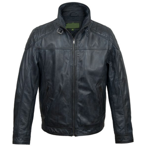 Chaqueta de cuero de motorista de piel de oveja auténtica con cuello levantado para hombre de alta calidad personalizada 2025, chaqueta de invierno de cuero puro - Product Image 1
