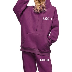 Nouveauté ensemble 2 pièces pour femmes survêtement en molleton de coton surdimensionné en gros comprenant un sweat-shirt pantalon de survêtement ensemble de survêtement de salon - Product Image 6