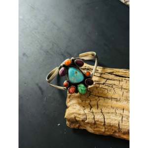 Bobby Johnson Fashion <b>Cuff</b> <b>Bracelet</b> Multi-Stone & Sterling <b>Silver</b> Cluster Design - Product Image 4