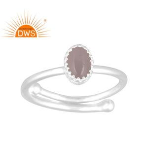 Meilleures ventes Bague empilable en argent sterling fin avec pierre de lune grise naturelle Fabricant de bijoux personnalisés - Product Image 1