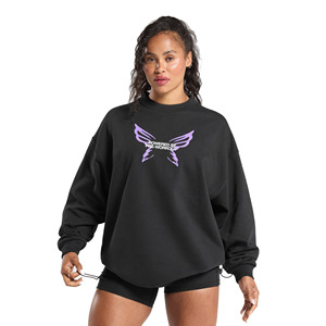 Sudadera pesada de alta calidad para mujer, ropa informal de invierno con cuello redondo y capucha, diseño de serigrafía en la parte delantera, suministro ODM - Product Image 2