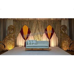 Drapé de toile de fond fait main de Style arc traditionnel pour décor de mariage rideaux brodés rideaux de Sangeet de mariage indien - Product Image 1