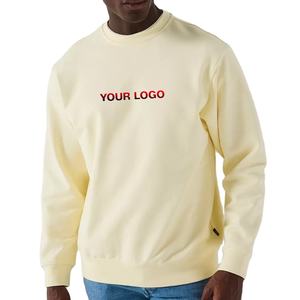 2025 recién llegado personalizado bordado Logo pulóver sudadera para hombres cuello redondo peso pesado 100% algodón Hip Hop sudadera - Product Image 1