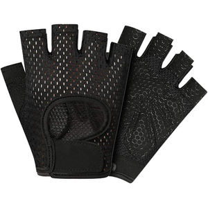 Black Unisex Half Finger Lace-Up Closure Anti-Slip Breathable Lightweight Fitness Gloves Workout Sports Training <b>Gym</b> <b>Weight</b> - Product Image 4