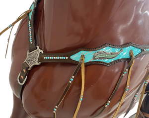 Oeil Design attrayant Western Horse Bride Poitrine Collier Ensemble Équitation En Cuir Headstall Avec Taille Personnalisée - Product Image 5