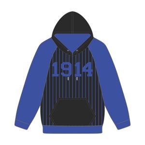 Founding Year 1914 Phi Beta Sigma Black Body Blue Raglan Pinstripes Pullover <b>Hoodie</b> Fraternity Apparel Custom Divine Nine HBCU - Product Image 1