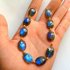 와우-블루 파이어 10 개 비즈 래브라도 라이트 한쪽 검사기 잘라 타원형 보석 크기-12x16x5 MM. 저렴한 가격에 .. - Product Image 2