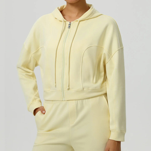 Vestes de sport avec fermeture éclair chemises de yoga à manches longues pour le fitness haut de gymnastique manteaux de cyclisme pour femmes veste à capuche d'entraînement push up - Product Image 4