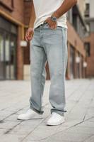 Jeans de Hombre, Corte Slim Fit Recto, Ecológicos, Desgastados, Vintage, Casuales, Elásticos, de Cintura Media, Coloridos, Estilo Urbano, con Logotipo
