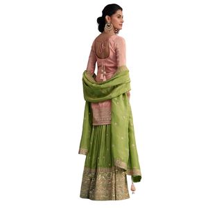 Costume de palazzo en tissu pêche et vert avec zardosi et paillettes travail en gros vêtements ethniques usine OEM fournisseur en vrac mode - Product Image 5