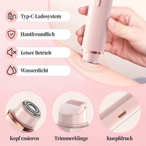 Épilateur et tondeuse 2-en-1 pour femmes, utilisation humide/sèche, étanche, à piles, pour le visage, les parties intimes, les aisselles et les jambes - Product Image 1