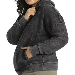 Nueva llegada 2025 Streetwear Sudadera con capucha de algodón Sun Faded Acid Wash Hoodie French Terry Blank Cropped Zip up Boxy Hoodie para hombres - Product Image 6