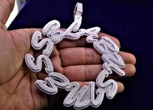 Unique Designer 925 Sterling Silver VVS Clarity Moissanite Diamant Hip Hop Pendentif Cercle Style Fine Jewelry Cadeau pour Hommes - Product Image 6