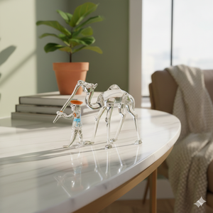 Tiny Glass World - Figura de Camello en Cúpula de Cristal Soplado a Mano, Escultura de Animal Transparente, Decoración Artística Hecha a Mano, Rajasthan - Product Image 3