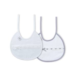 Lot de 2 bavoirs en tissu 100% coton gris et blanc pour bébés et enfants - Product Image 1