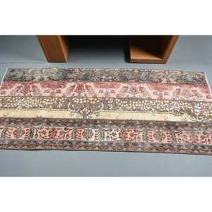 Alfombra de área grande turca Vintage, estilo clásico Beige, respaldo de látex de lana de 28x65 pies, patrón abstracto para pasillo rectangular para adolescentes - Product Image 3