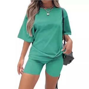 Custom Women Casual Clothing Summer <b>Two</b> <b>piece</b> <b>Set</b> Biker Shorts <b>Lounge</b> <b>Set</b> Oversize Plus Size T Shirt Jogger Shorts <b>Sets</b> 2025 - Product Image 3