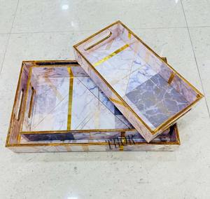 3 Paquetes de bandejas de madera para servir anidadas bandejas de cocina bandejas de madera de forma Rectangular para cocina desayuno fiesta - Product Image 3