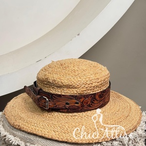 สายรัดหมวกฟางคาวบอยปรับได้หมวกหนังแท้สำหรับอุปกรณ์เสริมหมวก - Product Image 1