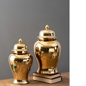 ขวดขิงเมลามีนโลหะเคลือบเงาสำหรับตกแต่งสีทองหรูหราทันสมัย - Product Image 4