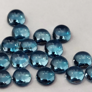Topaze Bleue Naturelle de Londres Ronde 4mm Cabochon-Lâche Topaze Bleue de Londres Ronde - Product Image 1