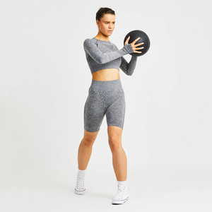 ชุดออกกำลังกายเล่นโยคะเอวเข้ารูปกางเกงขาสั้นสำหรับนักปั่นออกกำลังกายสไตล์วินเทจระบายอากาศได้ดีออกแบบได้ตามต้องการ - Product Image 5