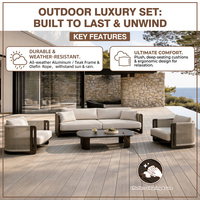 Grand canapé d'extérieur en teck et aluminium, durable et personnalisable, pour projets hôteliers, canapé d'angle en forme de L pour l'extérieur