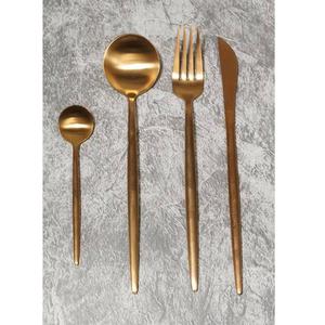 Ensembles de couverts plaqués or à long manche mince de couleur émaillée pour les fêtes de mariage à la maison vaisselle - Product Image 4