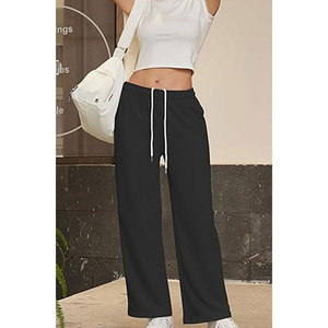 Pantalons de survêtement larges pour femmes, cordon de serrage, pantalons amples pour l'entraînement et décontractés, taille haute, jogging avec poches, coupe ample confortable - Product Image 2