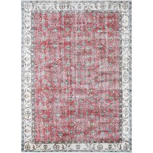 Alfombra de Lana Anudada a Mano Vintage Pae-2097, Grande, con Diseño Floral Rojo y Naranja, para Sala de Estar, Pasillo, Dormitorio de Adolescentes, Rectangular - Product Image 1