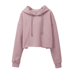 Fitness Street Wear Crop Top Hoodies 100% algodón mujeres sudaderas con capucha de manga larga con tela personalizable Crop Top Hoodie - Product Image 1