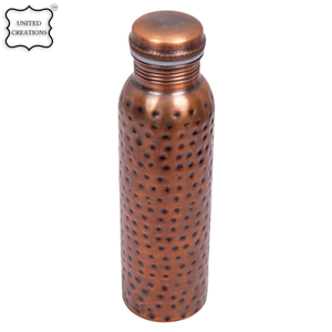 Botella de agua de cobre martillado con logotipo personalizado, recipiente de plástico para beber directamente de alta calidad hecho a mano para actividades al aire libre, excursiones - Product Image 2