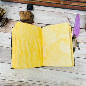 Journal en cuir à sept pierres Grand serpent en relief Grimoire Livre des ombres 10x7 Cahier d'écriture vintage avec papier Lock & Deckle - Product Image 6