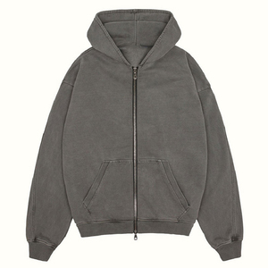 Sweat-shirts à capuche zippés personnalisés avec logo, 360 grammes, 100 % coton, épaules tombantes, coupe oversize, hiver, brodés - Product Image 5