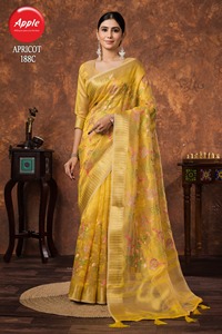 Broderie classique en lin abricot de style traditionnel pour les fêtes de mariage - Product Image 4