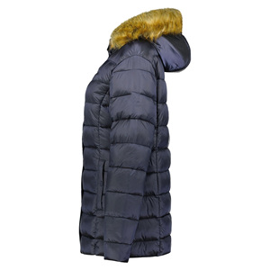 Vêtements d'hiver à fermeture éclair Indemand Parka pour femmes Veste élégante à capuche en fourrure matelassée avec poches zippées et patchs personnalisés - Product Image 4