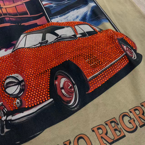 T-shirt en coton imprimé Duaa All Risk No Regrets pour homme, manches courtes, col rond, jersey décontracté, coupe régulière, logo au dos - Product Image 5