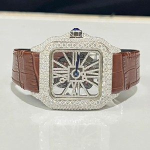 Reloj de diamantes de moissanita de acero inoxidable de alta gama para hombre, movimiento de cuarzo totalmente helado, envío gratuito, pedidos al por mayor - Product Image 1