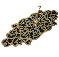 Tissu perlé noir et doré décoratif indien fait à la main tissu napperon dessous de verre Table 1 coureur décor de mariage décoration de la maison