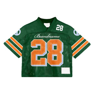 Camiseta de malla deportiva personalizada con serigrafía vintage, camisetas de malla de fútbol con cuello de pico de poliéster de alta calidad, camiseta de fútbol cuadrada para hombre - Product Image 1