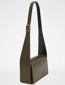 Olive Green Smooth Leather Vintage Lady Shoulder <b>Bag</b> Women Minimalist Flap <b>Crossbody</b> Purse Zip <b>Wide</b> Adjustable <b>Strap</b> Structured - Product Image 5