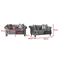 Canapé deux places Chesterfield moderne de luxe en tissu patchwork multicolore durable avec boutons capitonnés pour salon