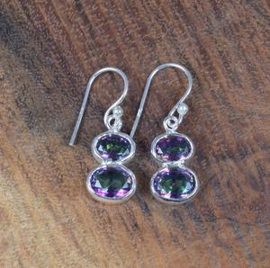 Boucles d'oreilles en argent sterling massif 925 avec topaze mystique Boucles d'oreilles en pierres précieuses pour femmes - Product Image 2