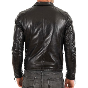Wholesale 2025 New Look Customized Men High Shine Black Genuine Leather Streetwear <b>jacket</b> for men - Product Image 2